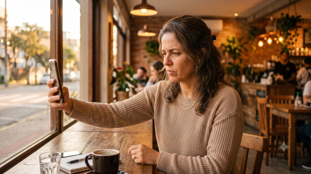 "Presbiopia após os 40 anos — dificuldade para focar de perto"